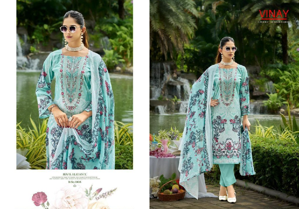 VINAY RIHAANA VOL 1 WHOLESALE CAMBRIC COTTON WITH FANCY WORK UNSTITCH SALWAR SUITS EXPORTER