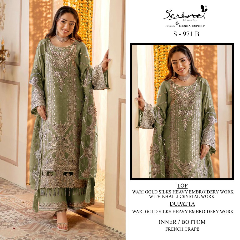 SERINE D.NO 971 WHOLESALE WARI GOLD SILK WITH WORK PAKISTANI UNSTITCH SALWAR KAMEEZ ONLINE