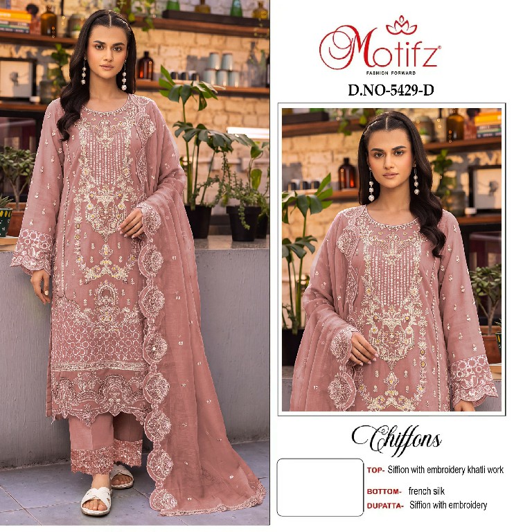 MOTIFZ D.NO 5429 WHOLESALE CHIFFON PAKISTANI PRETTY LOOK UNSTITCH SALWAR SUITS EXPORTER