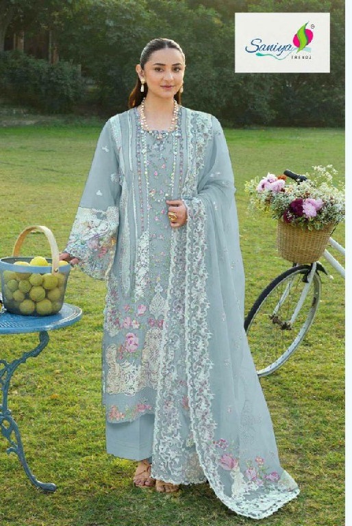 SANIYA TRENDZ D.NO 1012 WHOLESALE COTTON CHIKANKARI EMBROIDERED UNSTITCH SALWAR SUITS FOR EXPORT