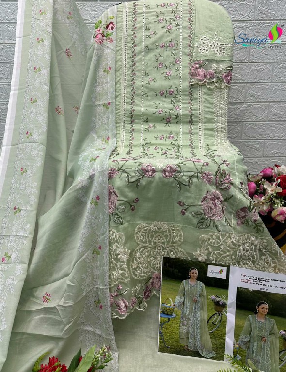 SANIYA TRENDZ D.NO 1012 WHOLESALE COTTON CHIKANKARI EMBROIDERED UNSTITCH SALWAR SUITS FOR EXPORT