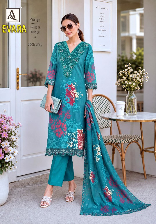 ALOK SUIT EVARA WHOLESALE VISCOSE MUSLIN FANCY EMBROIDERED UNSTITCH SALWAR SUITS SUPPLIER