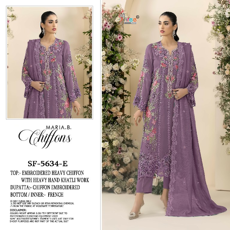 SHREE FABS D.NO 5634E TO 5634H WHOLESALE CHIFFON PAKISTANI POPULAR DESIGN UNSTITCH SALWAR SUITS SUPPLIER