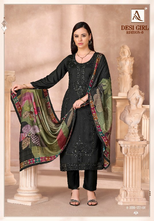 ALOK SUIT DESI GIRL VOL 8 WHOLESALE VISCOSE RAYON DESIGNER WORK UNSTITCH SALWAR SUITS EXPORTER