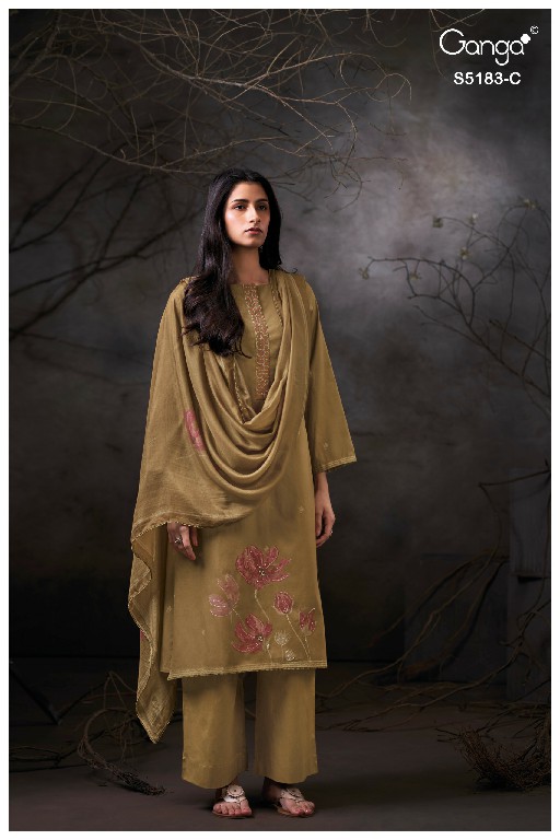 GANGA CHIANA S5183 WHOLESALE PREMIUM CORDUROY WITH WORK UNSTITCH SALWAR SUITS FOR EXPORT