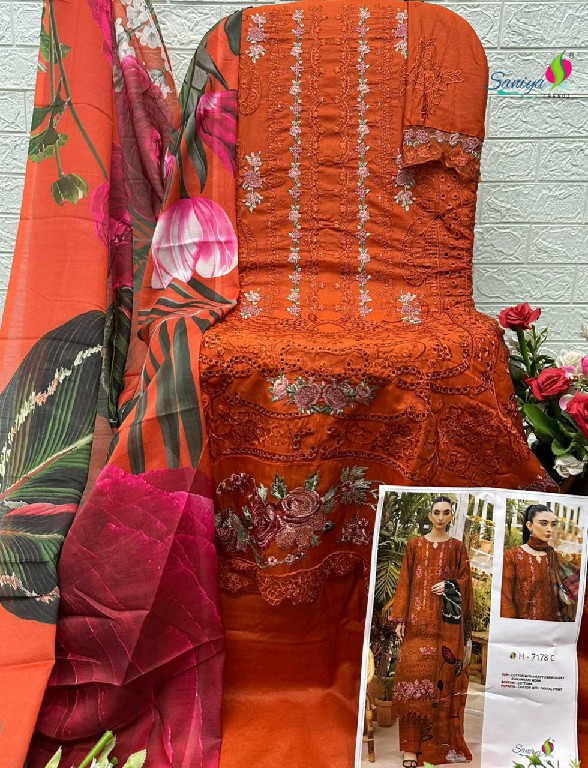 SANIYA TRENDZ D.NO 7178 WHOLESALE COTTON CHIKANKARI EMBROIDERED UNSTITCH SALWAR SUITS FOR EXPORT
