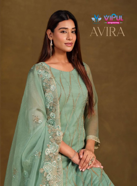 VIPUL AVIRA WHOLESALE GOLD CRINKLE CHIFFON BEAUTIFUL WORK UNSTITCH SALWAR SUITS FOR EXPORT