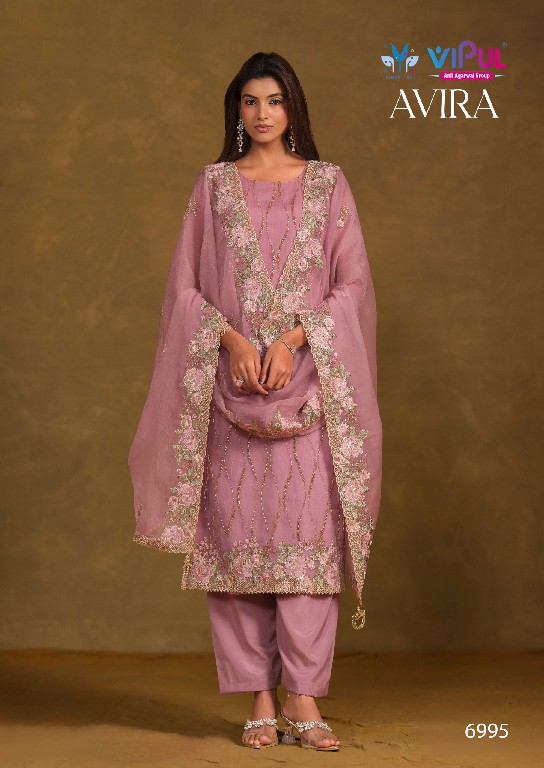 VIPUL AVIRA WHOLESALE GOLD CRINKLE CHIFFON BEAUTIFUL WORK UNSTITCH SALWAR SUITS FOR EXPORT