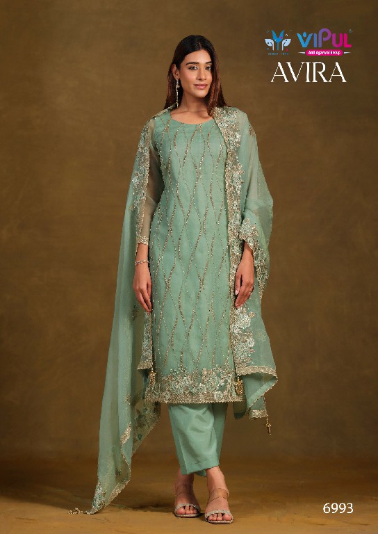 VIPUL AVIRA WHOLESALE GOLD CRINKLE CHIFFON BEAUTIFUL WORK UNSTITCH SALWAR SUITS FOR EXPORT