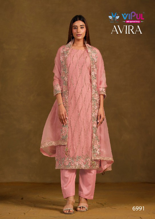 VIPUL AVIRA WHOLESALE GOLD CRINKLE CHIFFON BEAUTIFUL WORK UNSTITCH SALWAR SUITS FOR EXPORT