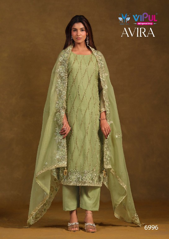 VIPUL AVIRA WHOLESALE GOLD CRINKLE CHIFFON BEAUTIFUL WORK UNSTITCH SALWAR SUITS FOR EXPORT
