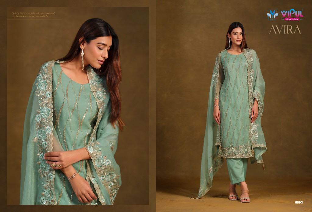 VIPUL AVIRA WHOLESALE GOLD CRINKLE CHIFFON BEAUTIFUL WORK UNSTITCH SALWAR SUITS FOR EXPORT
