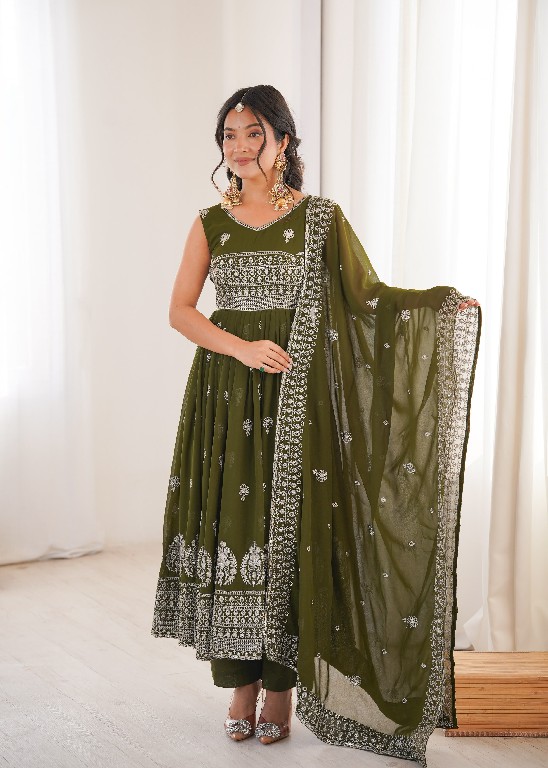 SP SERIES D.NO SP-91 WHOLESALE READYMADE HEAVY FAUX GEORGETTE PARTY WEAR ANARKALI STYLE 3 PCS SUITS SUPPLIER