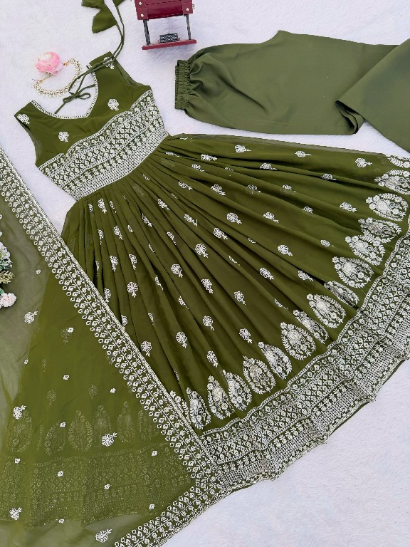 SP SERIES D.NO SP-91 WHOLESALE READYMADE HEAVY FAUX GEORGETTE PARTY WEAR ANARKALI STYLE 3 PCS SUITS SUPPLIER