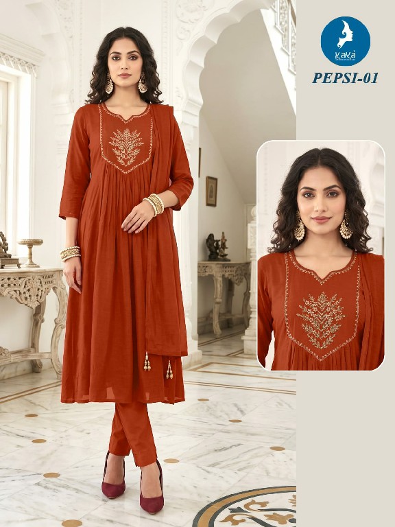 KAYA PEPSI WHOLESALE READYMADE MULL CHANDERI BIG SIZE FASHIONABLE 3 PCS SUITS EXPORTER