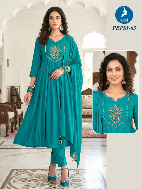 KAYA PEPSI WHOLESALE READYMADE MULL CHANDERI BIG SIZE FASHIONABLE 3 PCS SUITS EXPORTER