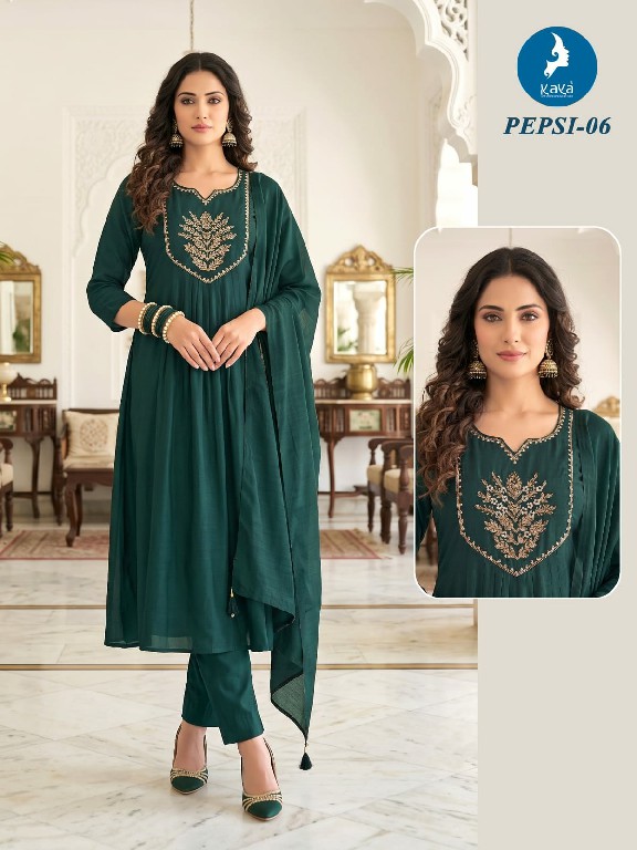 KAYA PEPSI WHOLESALE READYMADE MULL CHANDERI BIG SIZE FASHIONABLE 3 PCS SUITS EXPORTER