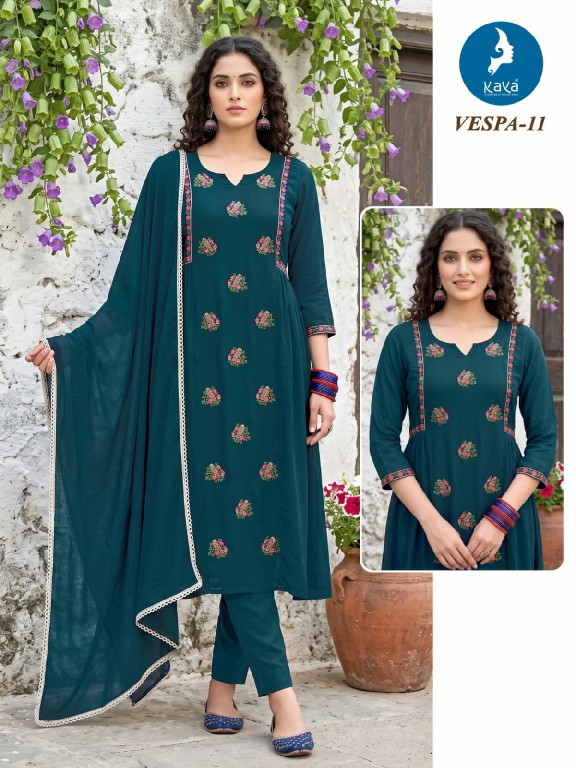 KAYA VESPA WHOLESALE READYMADE MULL CHANDERI BIG SIZE ANARKALI CONCEPT 3 PCS COMBO SET SUITS FOR EXPORT