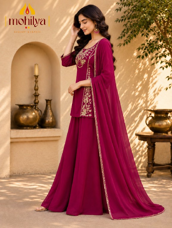 MOHILYA D.NO 271 WHOLESALE READYMADE MAL TWO TONE GLAMOURS STYLE 3 PCS COMBO SET SUITS EXPORTER