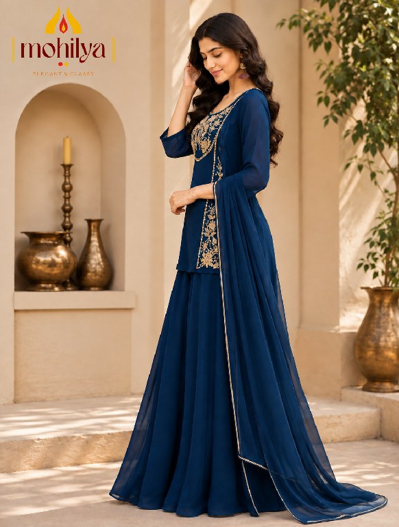 MOHILYA D.NO 271 WHOLESALE READYMADE MAL TWO TONE GLAMOURS STYLE 3 PCS COMBO SET SUITS EXPORTER