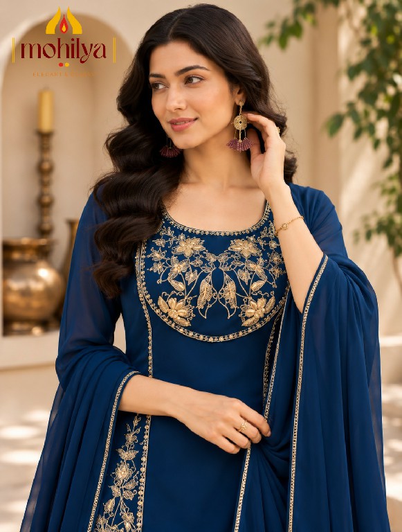 MOHILYA D.NO 271 WHOLESALE READYMADE MAL TWO TONE GLAMOURS STYLE 3 PCS COMBO SET SUITS EXPORTER