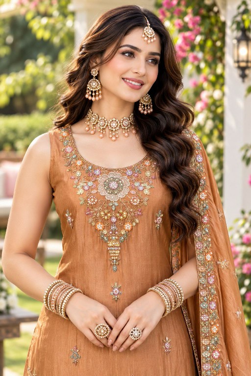 MRUDANGI VARINA WHOLESALE READYMADE REAL VISCOSE TRENDY WEDDING LOOK 3 PCS SUITS EXPORTER