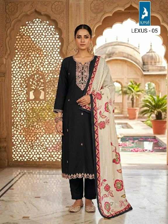 KAYA LEXUS WHOLESALE READYMADE VERTICAN SILK BIG SIZE STUNNING LOOK 3 PCS COMBO SET SUITS SUPPLIER