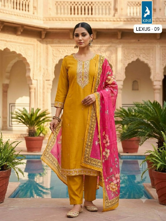 KAYA LEXUS WHOLESALE READYMADE VERTICAN SILK BIG SIZE STUNNING LOOK 3 PCS COMBO SET SUITS SUPPLIER