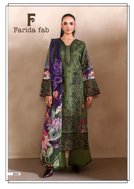 FARIDA FAB RAMSHA VOL 8 WHOLESALE READYMADE COTTON PRINTED CASUAL PAKISTANI 3 PCS SUITS FOR EXPORT