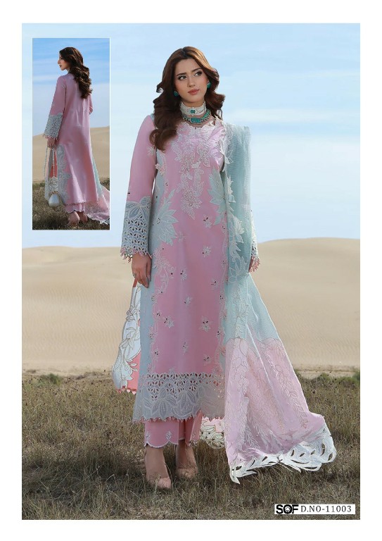 SOF SHREE OM FAB ALIYA B VOL 11 WHOLESALE READYMADE COTTON KARACHI STYLE PRINTED 3 PCS SUITS EXPORTER