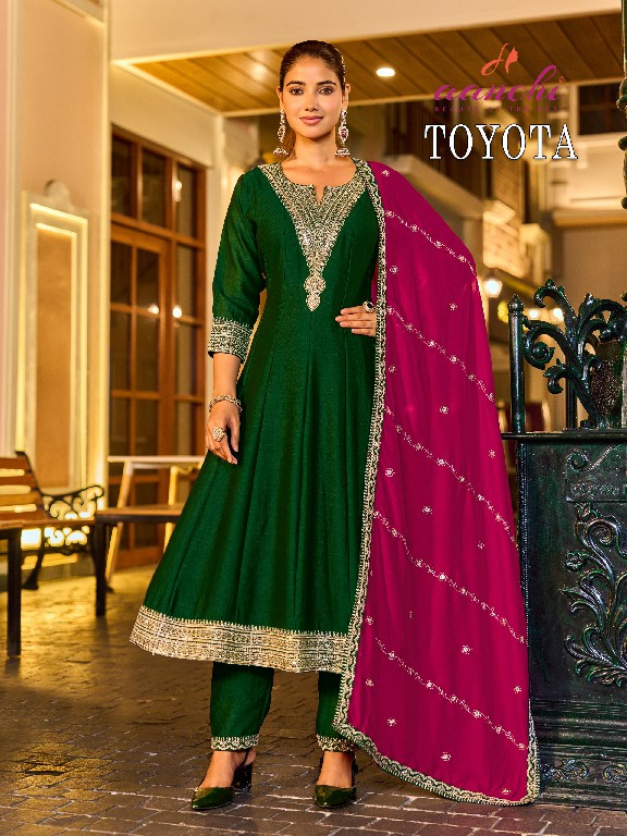 AANCHI TOYOTA WHOLESALE READYMADE VICHITRA SHIMMER LATEST FASHION 3 PCS SUITS EXPORTER