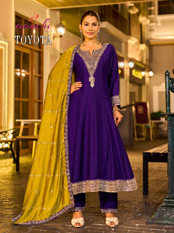 AANCHI TOYOTA WHOLESALE READYMADE VICHITRA SHIMMER LATEST FASHION 3 PCS SUITS EXPORTER