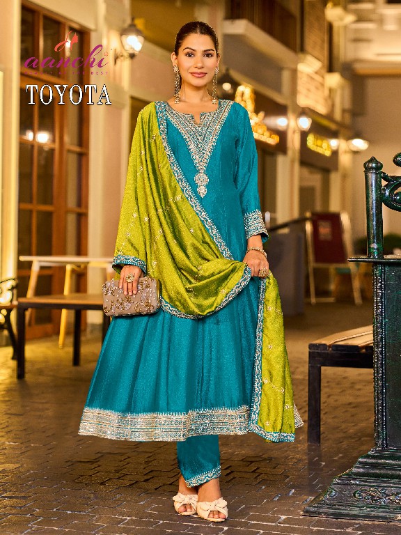 AANCHI TOYOTA WHOLESALE READYMADE VICHITRA SHIMMER LATEST FASHION 3 PCS SUITS EXPORTER