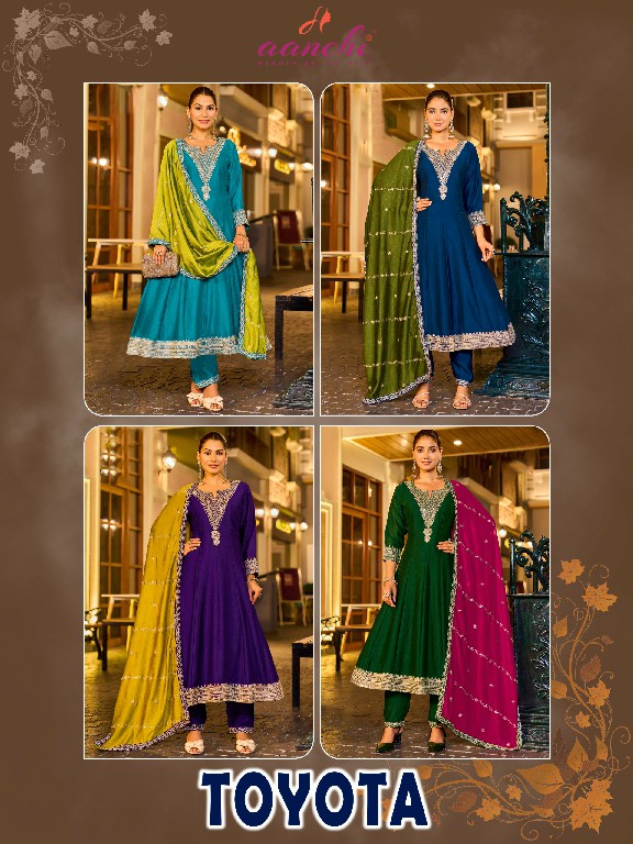 AANCHI TOYOTA WHOLESALE READYMADE VICHITRA SHIMMER LATEST FASHION 3 PCS SUITS EXPORTER