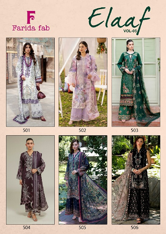 FARIDA FAB ELAAF VOL 5 WHOLESALE COTTON PRINTED CASUAL WEAR FULLY STITCHED 3 PCS SUITS ONLINE