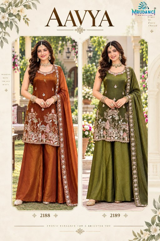 MRUDANGI AAVYA WHOLESALE READYMADE REAL VISCOSE TISSUE SILK FESTIVE WEAR 3 PCS SUITS SUPPLIER