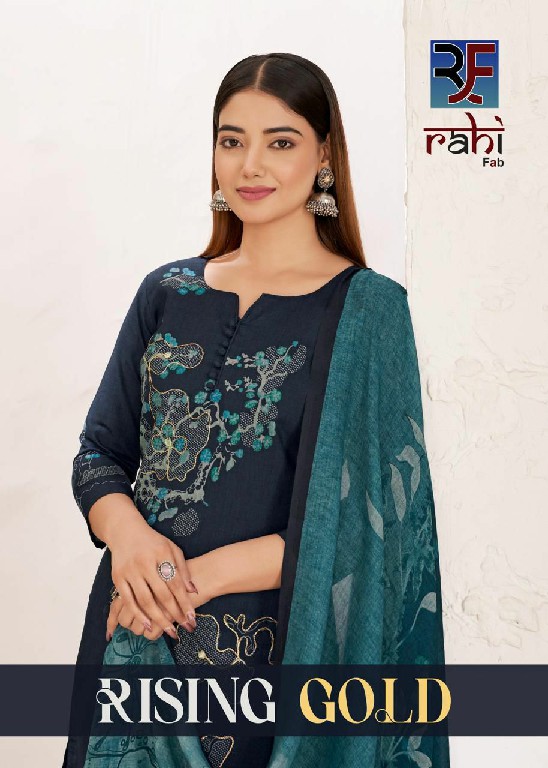 RAHI FAB RISING GOLD VOL 1 WHOLESALE READYMADE PURE COTTON BEAUTIFUL WORK 3 PCS SUITS FOR EXPORT