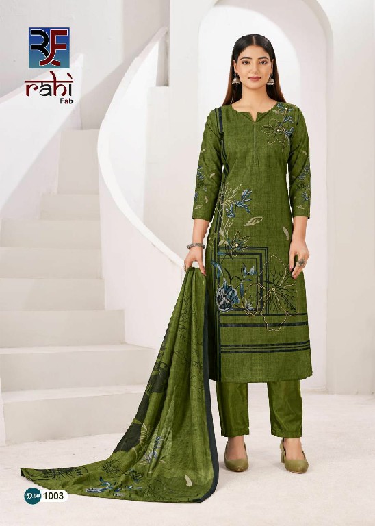 RAHI FAB RISING GOLD VOL 1 WHOLESALE READYMADE PURE COTTON BEAUTIFUL WORK 3 PCS SUITS FOR EXPORT