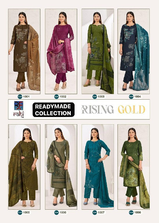 RAHI FAB RISING GOLD VOL 1 WHOLESALE READYMADE PURE COTTON BEAUTIFUL WORK 3 PCS SUITS FOR EXPORT