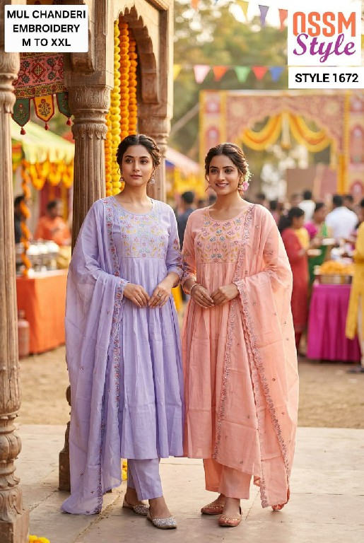 OSSM STYLE D.NO 1655-1656-1661 TO 1664-1668 TO 1673 WHOLESALE READYMADE MAL CHANDERI FANCY 3 PCS COMBO SET SUITS EXPORTER