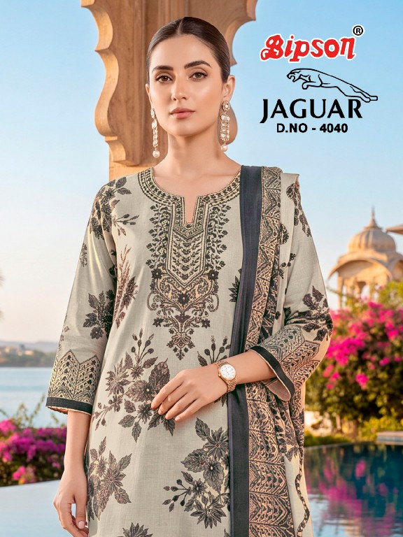 BIPSON JAGUAR D.NO 4040 WHOLESALE PURE MUSLIN STUNNING LOOK UNSTITCH SALWAR SUITS ONLINE