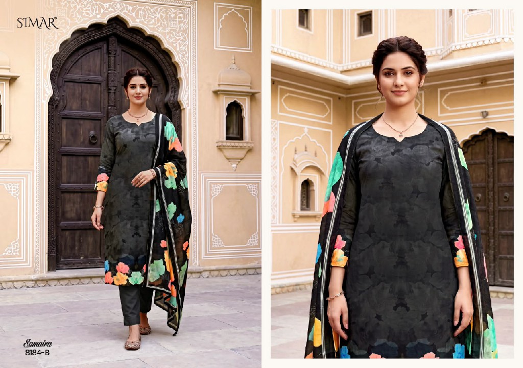 GLOSSY SIMAT SAMAIRA WHOLESALE VISCOSE MUSLIN WITH HAND WORK UNSTITCH SALWAR SUITS SUPPLIER