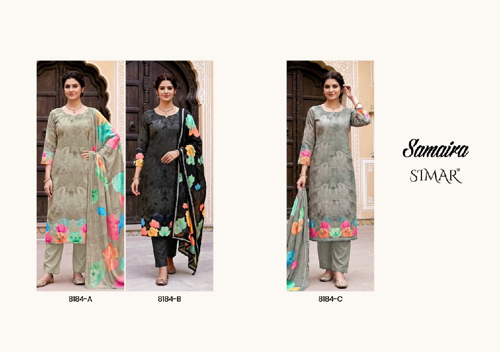 GLOSSY SIMAT SAMAIRA WHOLESALE VISCOSE MUSLIN WITH HAND WORK UNSTITCH SALWAR SUITS SUPPLIER