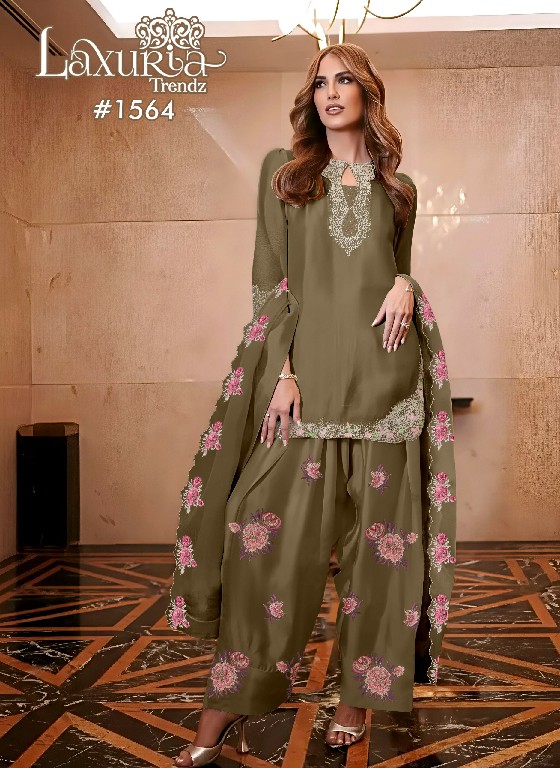 LAXURIA TRENDZ D.NO 1564 WHOLESALE READYMADE BIG SIZE CLASSIC STYLISH LOOK 3 PCS SUITS SUPPLIER