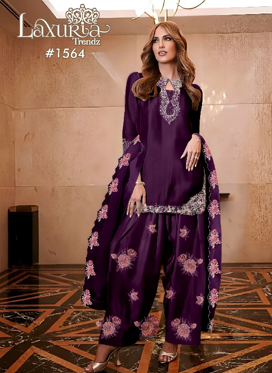 LAXURIA TRENDZ D.NO 1564 WHOLESALE READYMADE BIG SIZE CLASSIC STYLISH LOOK 3 PCS SUITS SUPPLIER