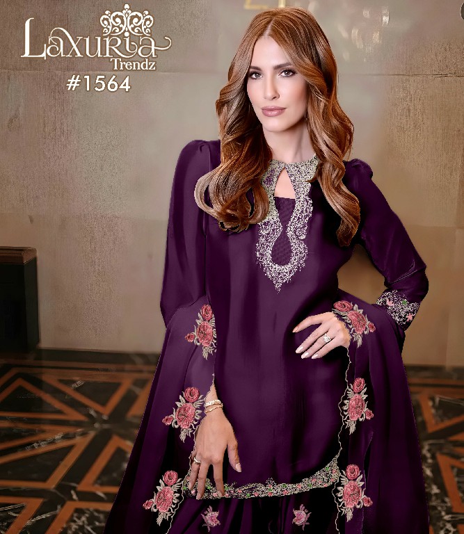 LAXURIA TRENDZ D.NO 1564 WHOLESALE READYMADE BIG SIZE CLASSIC STYLISH LOOK 3 PCS SUITS SUPPLIER