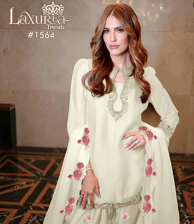 LAXURIA TRENDZ D.NO 1564 WHOLESALE READYMADE BIG SIZE CLASSIC STYLISH LOOK 3 PCS SUITS SUPPLIER