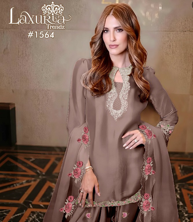 LAXURIA TRENDZ D.NO 1564 WHOLESALE READYMADE BIG SIZE CLASSIC STYLISH LOOK 3 PCS SUITS SUPPLIER