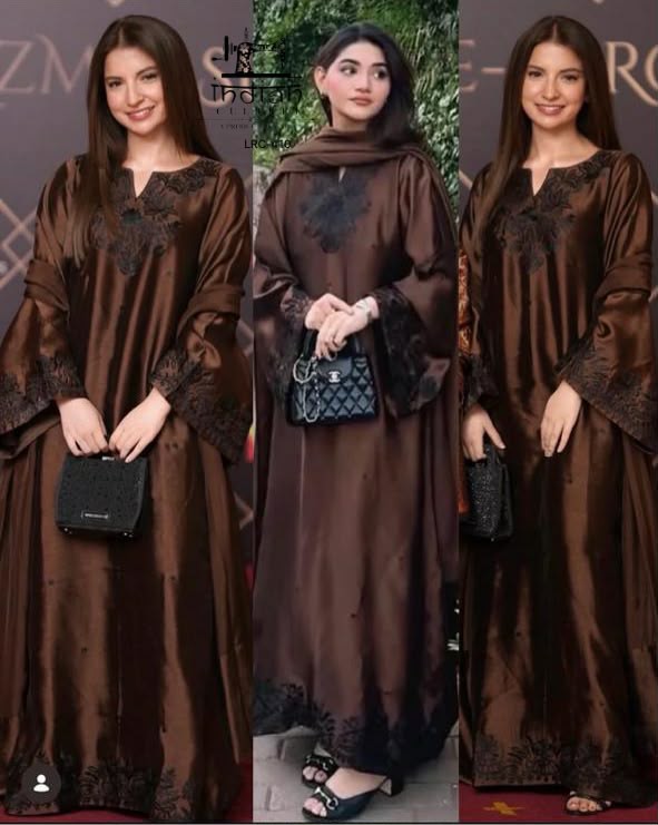 INDIAN CULTURE D.NO LRC-410 WHOLESALE READYMADE PURE SARTIN SILK PAKISTANI AMAZING 3 PCS SUITS SUPPLIER
