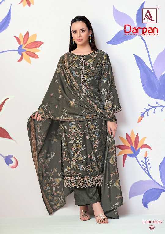ALOK SUIT DARPAN VOL 3 WHOLESALE PURE VISCOSE GLASS FANCY DESIGN UNSTITCH SALWAR SUITS EXPORTER